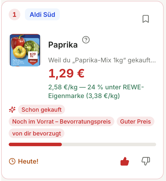 PreisJäger Angebots-Detail mit hohem Match-Score und konkreten Begründungen, warum das Angebot passt